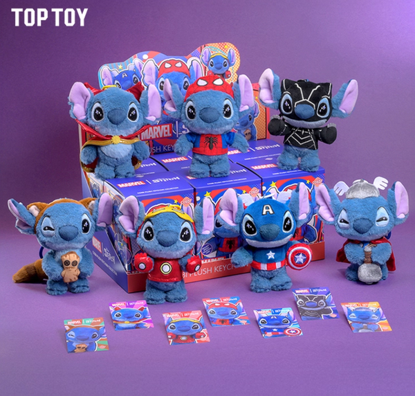TOPTOY Marvel × Stitch Plush Keychain Blind Box