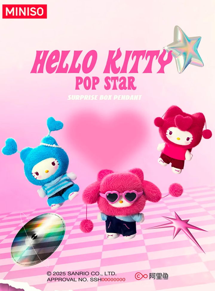 MINISO Sanrio Hellokitty Pop Star Series Plush & PVC Blind Box